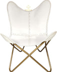 Butterfly Chair - White Leather Iron Frame Lounge Chair - Comfortable Recliner Hand - Stitching Leather Chair – Living Room Décor Chair – Butterfly Office Chair - From Where -