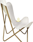Butterfly Chair - White Leather Iron Frame Lounge Chair - Comfortable Recliner Hand - Stitching Leather Chair – Living Room Décor Chair – Butterfly Office Chair - From Where -