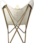 Butterfly Chair - White Leather Iron Frame Lounge Chair - Comfortable Recliner Hand - Stitching Leather Chair – Living Room Décor Chair – Butterfly Office Chair - From Where -