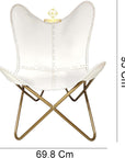 Butterfly Chair - White Leather Iron Frame Lounge Chair - Comfortable Recliner Hand - Stitching Leather Chair – Living Room Décor Chair – Butterfly Office Chair - From Where -
