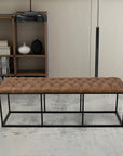 Button Tufted Bench with Metal Base - From Where -