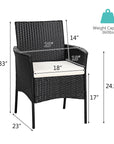 Costway 2PCS Chairs Outdoor Patio Rattan Wicker Dining Arm Seat With Cushions