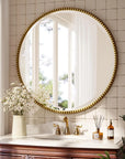 28" Beaded Round Wall Mirror