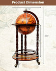 Canddidliike 16th Century Wood Globe Wine Bar Stand, Globe Wine Bar Stand, Liquor Bottle Shelf, Vintage Italian-Inspired Barware
