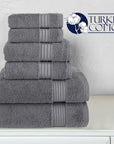 Elegant Comfort Cotton 6-Piece Towel Set Cotton Bathroom, Grey