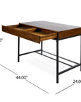 Industrial Acacia Wood Storage Desk
