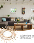 Cabilock 1pc Rattan Mirror Wall Art Mirror Weaving Makeup Mirror Nordic Style Woven Mirror Homestay Woven Mirror Wall Decorative Mirror Photographing Mirror Rattan Makeup Mirror - From Where -