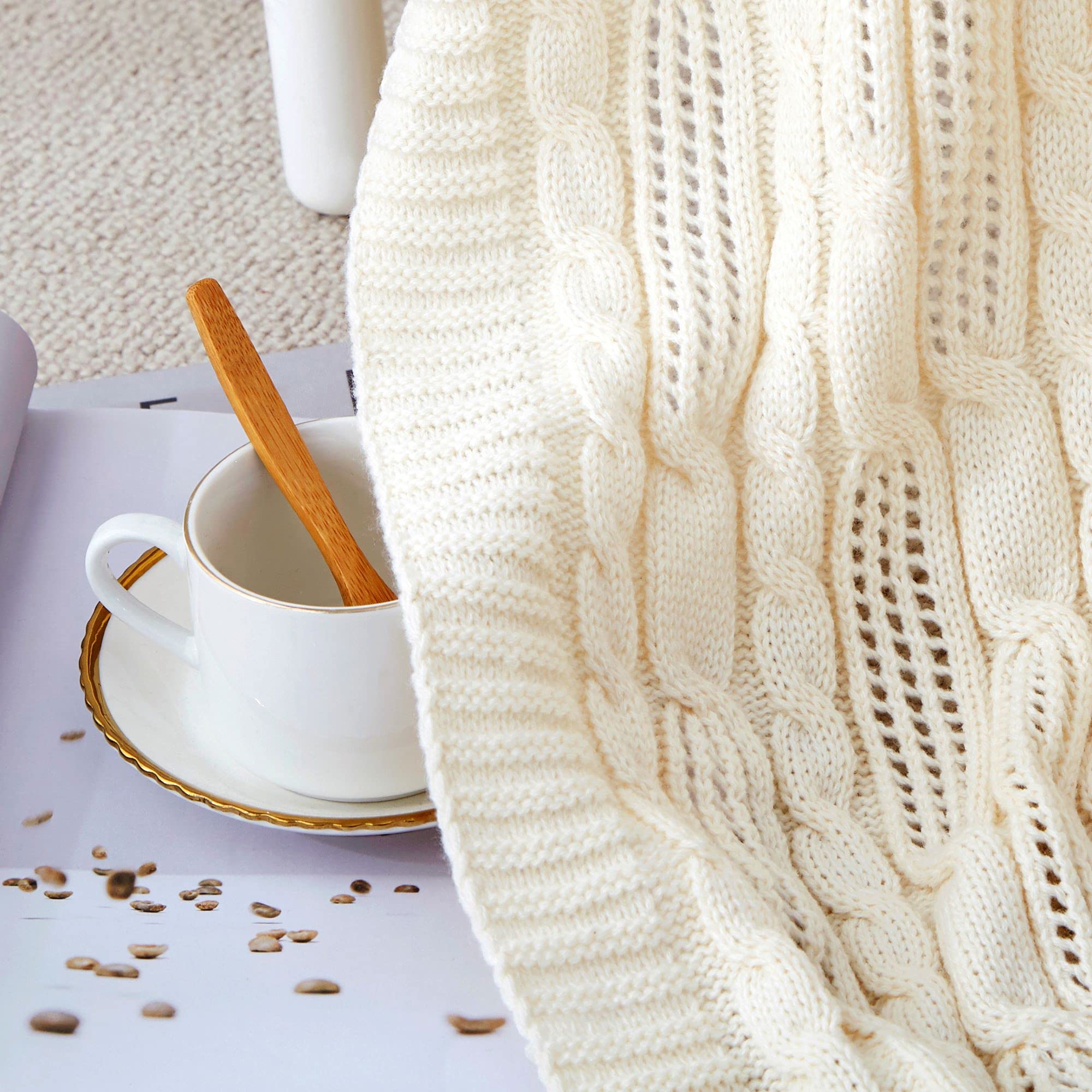 Cable Knit Throw Blankets - From Where -