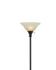 Metal Round 3 Way Torchiere Lamp with Frosted Shade, Dark Bronze and Gold- Saltoro Sherpi