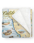 California Central Coast State Park Map Fleece Blanket - From Where Finds - Blanket