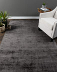 Cameron Distressed Viscose Rug, Charcoal - From Where Finds -