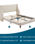 Queen Size Bed Frame, Platform Bed Frame with Upholstered Headboard, Modern Deluxe Wingback, Wood Slat Support, Mattress Foundation