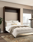 Pemberly Row 59" Contemporary Wood/Metal Full Wall Bed in Chocolate