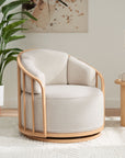 Free Shipping! Better Homes & Gardens Lillian Swivel Birdcage Accent Chair, Cream Linen, Natural Pine Finish