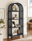 Celeste 67" Arched Rattan Bookshelf - From Where Finds -