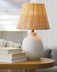 Ceramic Table Lamp with Rattan Shade - From Where -