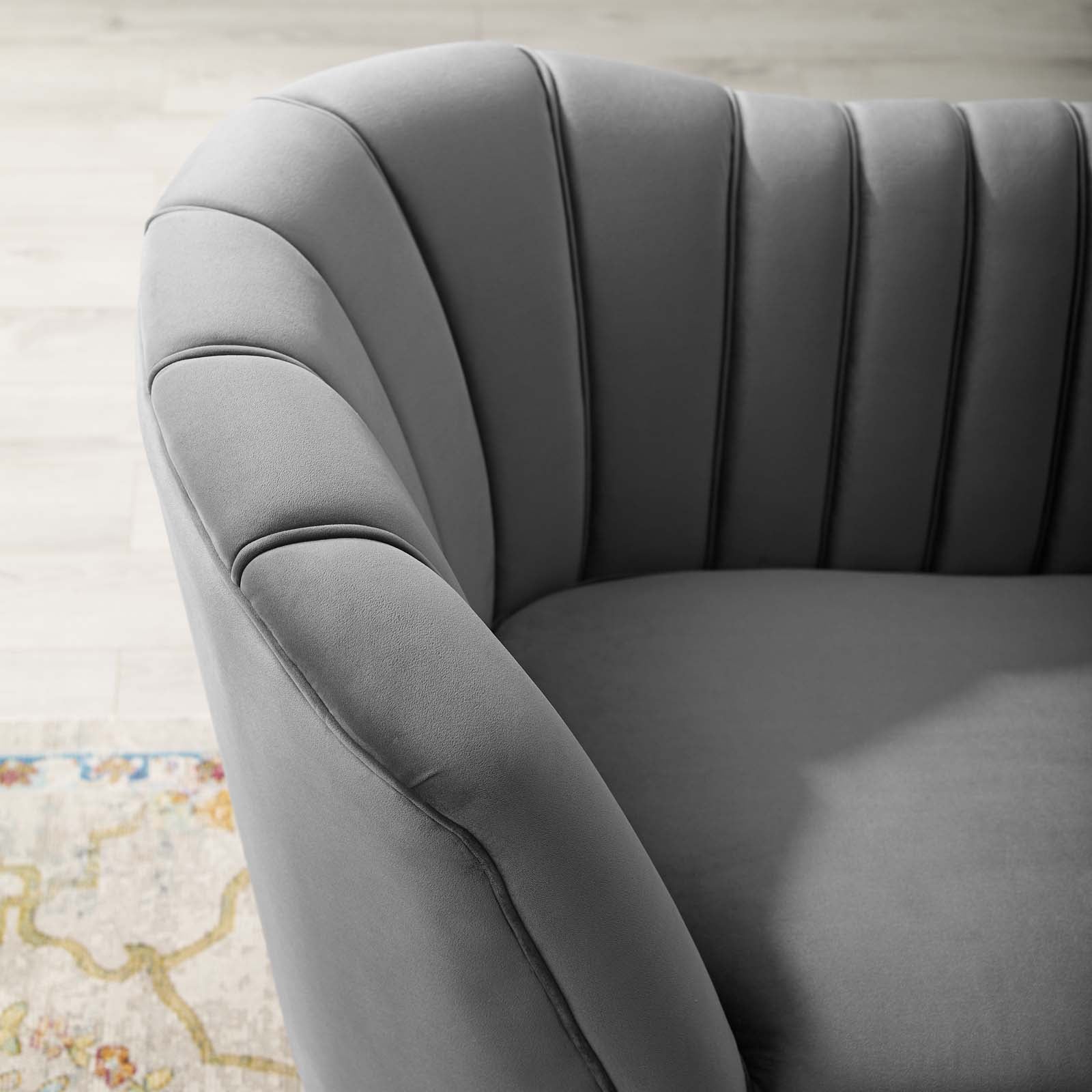 Channel Tufted Velvet Sofa - From Where -