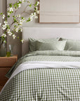 Classic Organic Percale Gingham Duvet Cover Set - From Where Finds -