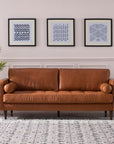 Comfy Mid - Century Modern Leather Sofa, Cognac, Upholstered, Classic Style - From Where -