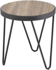 Contemporary Metal End Table in Weathered Gray Oak - From Where -