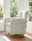 Cream Boucle Swivel Chair - From Where -