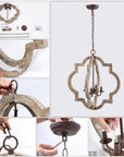 4-Light Wooden Farmhouse Chandelier