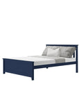 Carousel Full Size Bed Frame, Classic Solid Wood Platform Bed with Headboard