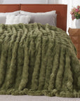 Dark Green Faux Fur Blanket - From Where -
