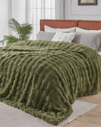 Dark Green Faux Fur Blanket - From Where -