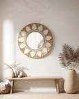 Dauna Boho - Chic Round Rattan Mirror - From Where -