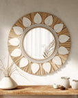 Dauna Boho - Chic Round Rattan Mirror - From Where -