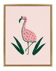DesignOvation Sylvie Flamingo Watermelon Framed Canvas Wall Art by Kendra Dandy, 18x24 Gold - From Where -