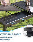 DIFY 47" - 78.7" Extendable Outdoor Furniture Dining Table for 6 - 8, Black Rectangular Patio Dining Table with Metal Frame for Garden, Lawn, Poolside and Yard - From Where -