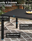 DIFY 47" - 78.7" Extendable Outdoor Furniture Dining Table for 6 - 8, Black Rectangular Patio Dining Table with Metal Frame for Garden, Lawn, Poolside and Yard - From Where -