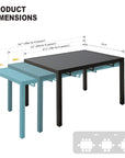DIFY 47" - 78.7" Extendable Outdoor Furniture Dining Table for 6 - 8, Black Rectangular Patio Dining Table with Metal Frame for Garden, Lawn, Poolside and Yard - From Where -