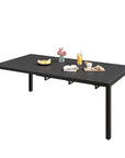 DIFY 47" - 78.7" Extendable Outdoor Furniture Dining Table for 6 - 8, Black Rectangular Patio Dining Table with Metal Frame for Garden, Lawn, Poolside and Yard - From Where -