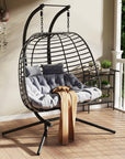Double Hanging Egg Chair with Stand - From Where -