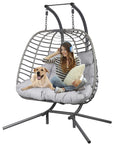 Double Hanging Egg Chair with Stand - From Where -
