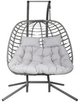 Double Hanging Egg Chair with Stand - From Where -
