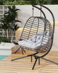Double Hanging Egg Chair with Stand - From Where -