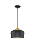 LED Pendant in Black with Wood Grain Color