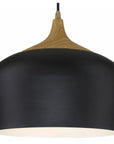 LED Pendant in Black with Wood Grain Color