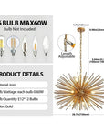 Mid-Century 12-Light Starburst Chandelier