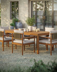 Eleni 7 Piece Outdoor Patio Teak Wood Dining Set