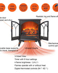24-Inch 3D Flame Electric Infrared Quartz Fireplace Stove with Remote and Realistic Flames