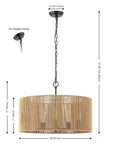 SAFAVIEH Rylumi 5-Light LED Natural Paper Pendant Light with Brown Shade