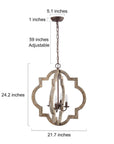 4-Light Wooden Farmhouse Chandelier