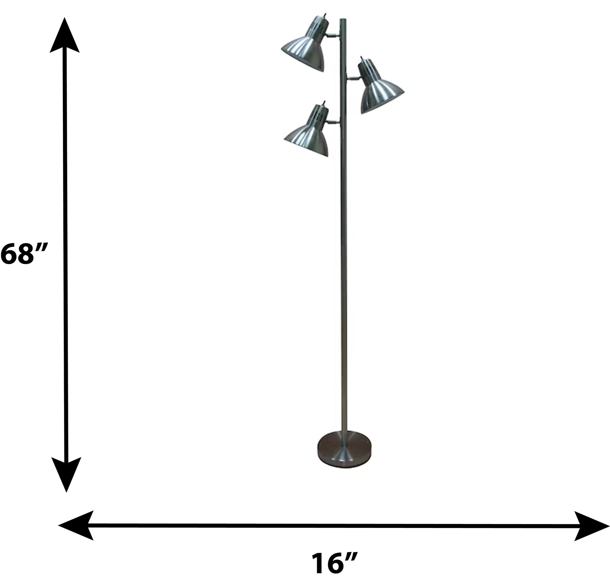 Embleton Brushed Nickel 3 - Head Floor Lamp - From Where -