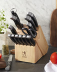 HENCKELS Statement 15-Piece Kitchen Knife Set, Chef's Knife, Steak Knives, Light Brown Block