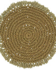 Fennco Styles Boho Macrame Cotton Placemats 15" Round, Set of 2 - Natural Braided Fringe Table Mats for Home, Dining Room, Banquets, Family Gathering and Special Events